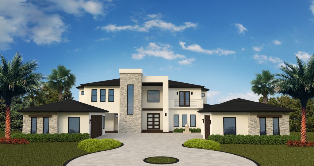 Rendering of Contemporary custom home under construction by Orlando Custom Home Builder Jorge Ulibarri on Markham Woods Road in Lake Mary, Florida