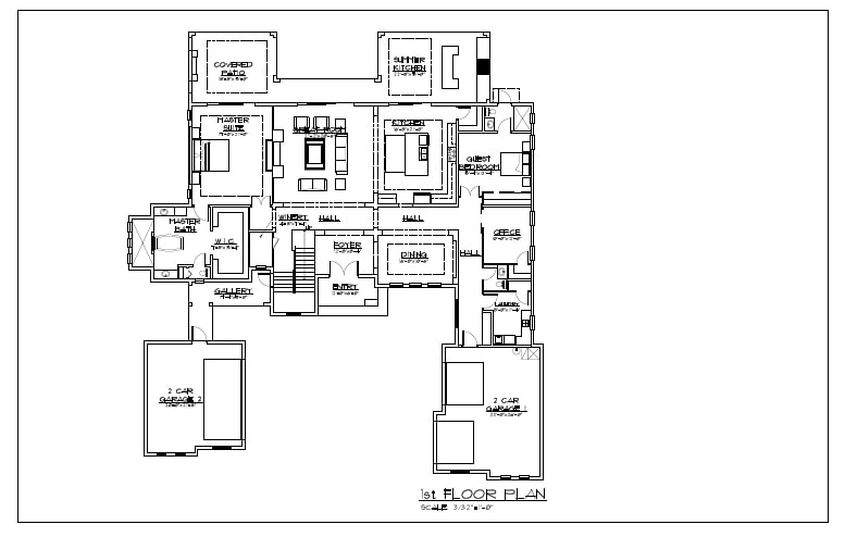 First floor architectural floorplan for Florida Contemporary Home designed and under construction by Orlando Custom Home Builder Jorge Ulibarri