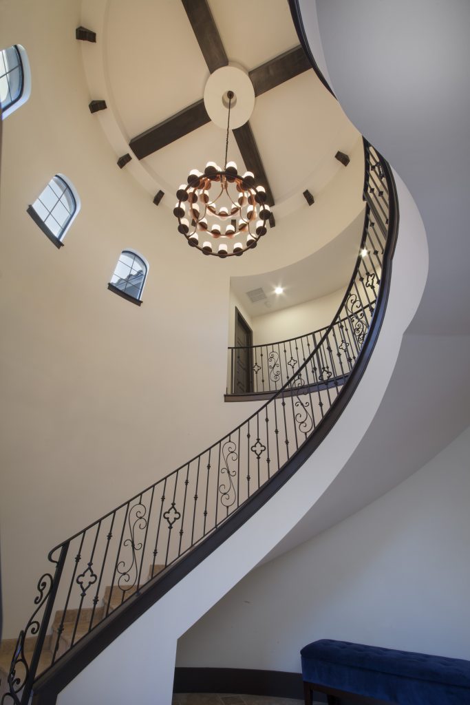 The Tower Entry of Villa Sirena, an Orlando Custom Home is a blend of Spanish Mission Architecture and Contemporary design elements by Orlando Custom Home Builder Jorge Ulibarri of Cornerstone Custom Construction