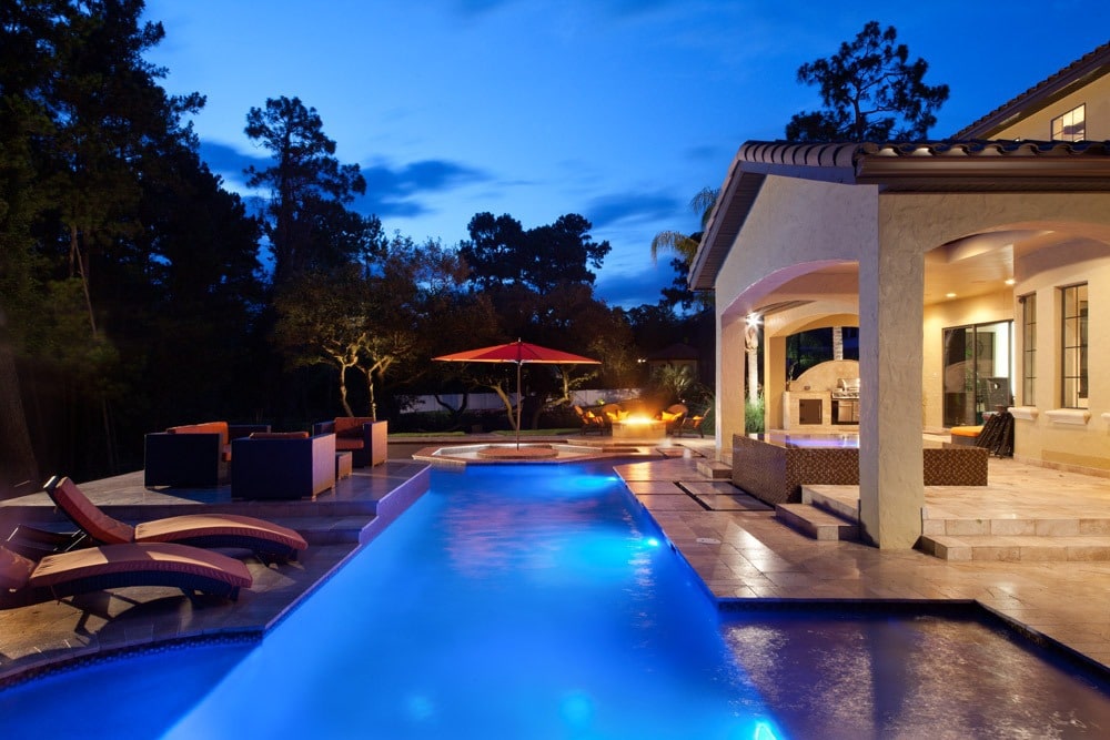 Contemporary pool designed by Orlando Custom Home Builder Jorge Ulibarri in a custom home he designed and built in Lake Mary, Florida.