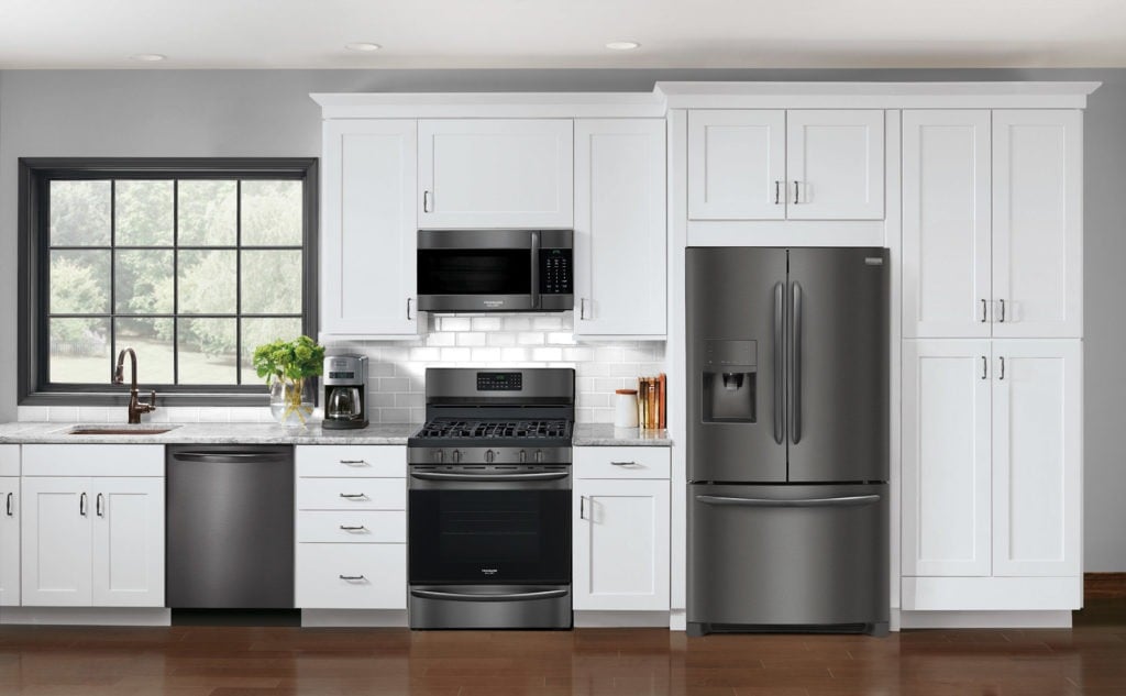 Black stainless steel collection of appliances recently launched by Frigidaire Gallery, debuted at KBIS 2017