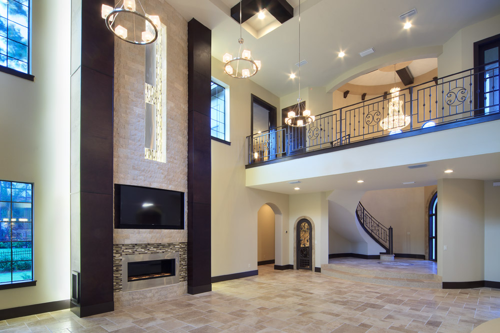 Great room and foyer in this custom home by Orlando Custom Home Builder Jorge Ulibarri