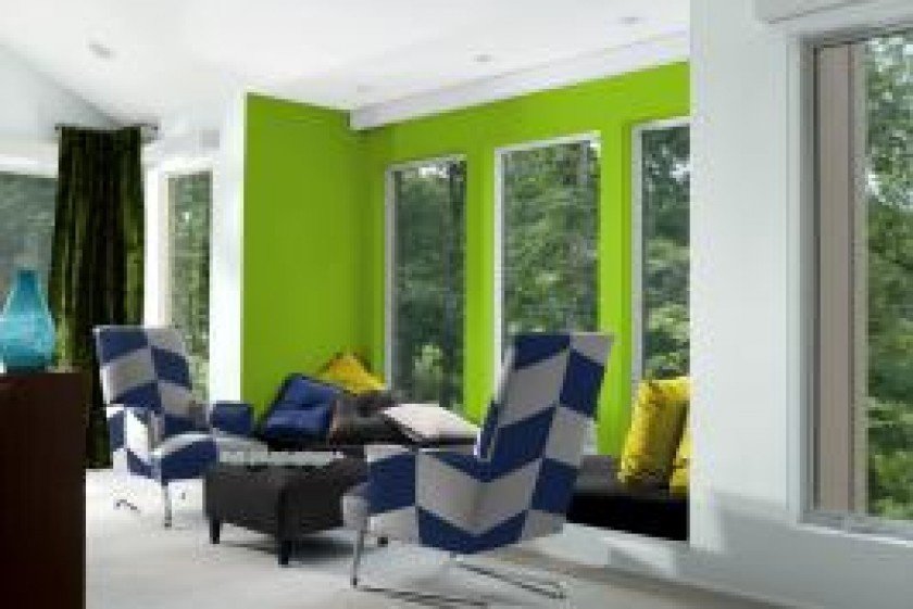 interior luxury home patio lime green
