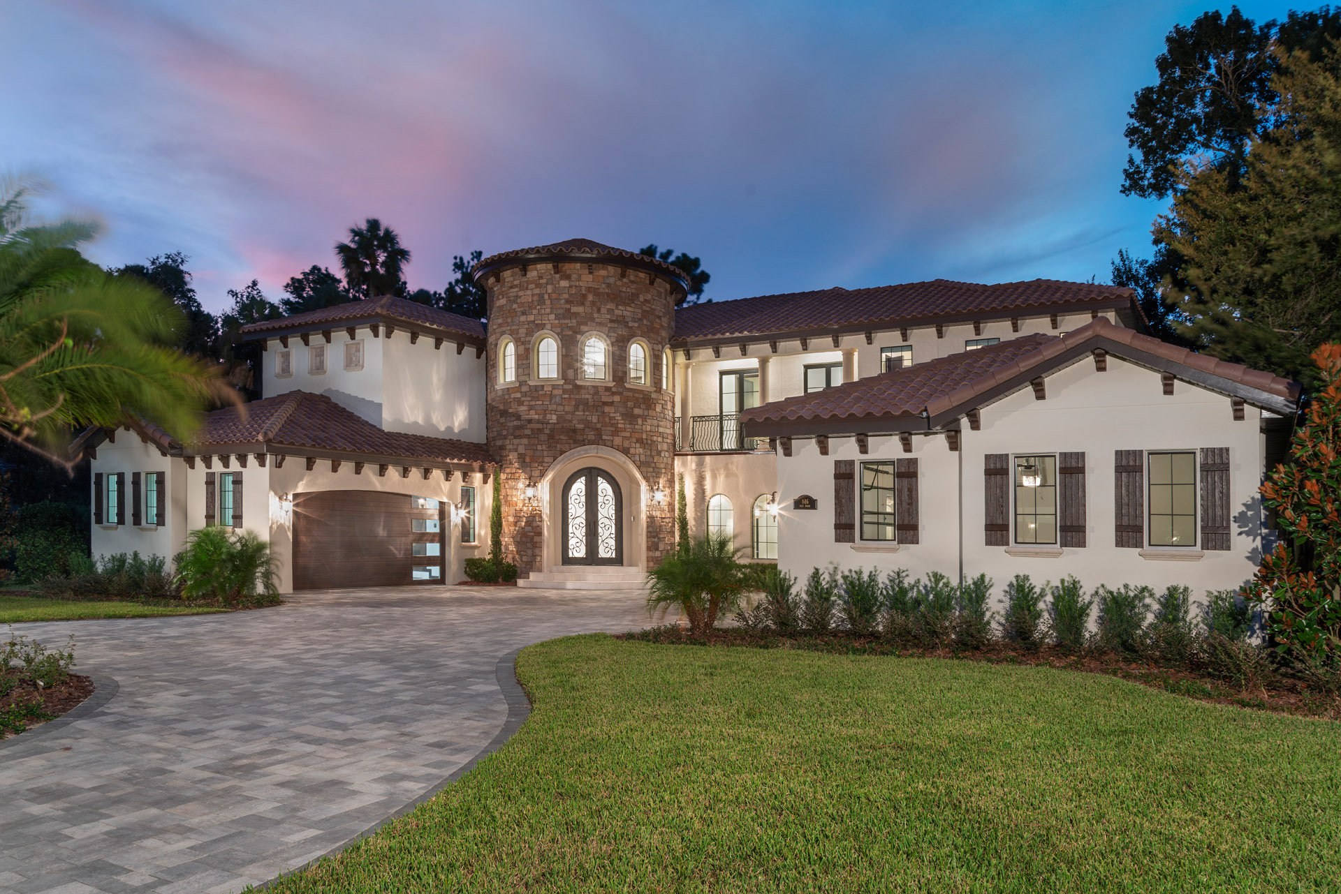 mod mediterranean custom home exterior