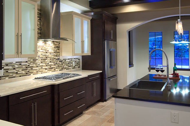 interior luxury home kitchen island stove